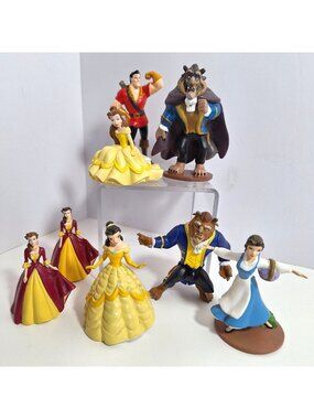 Beauty & The Beast Figure 8 Lot Disney Princess Belle Beast Gaston